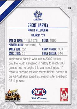 2011 Select AFL Champions #114 Brent Harvey Back